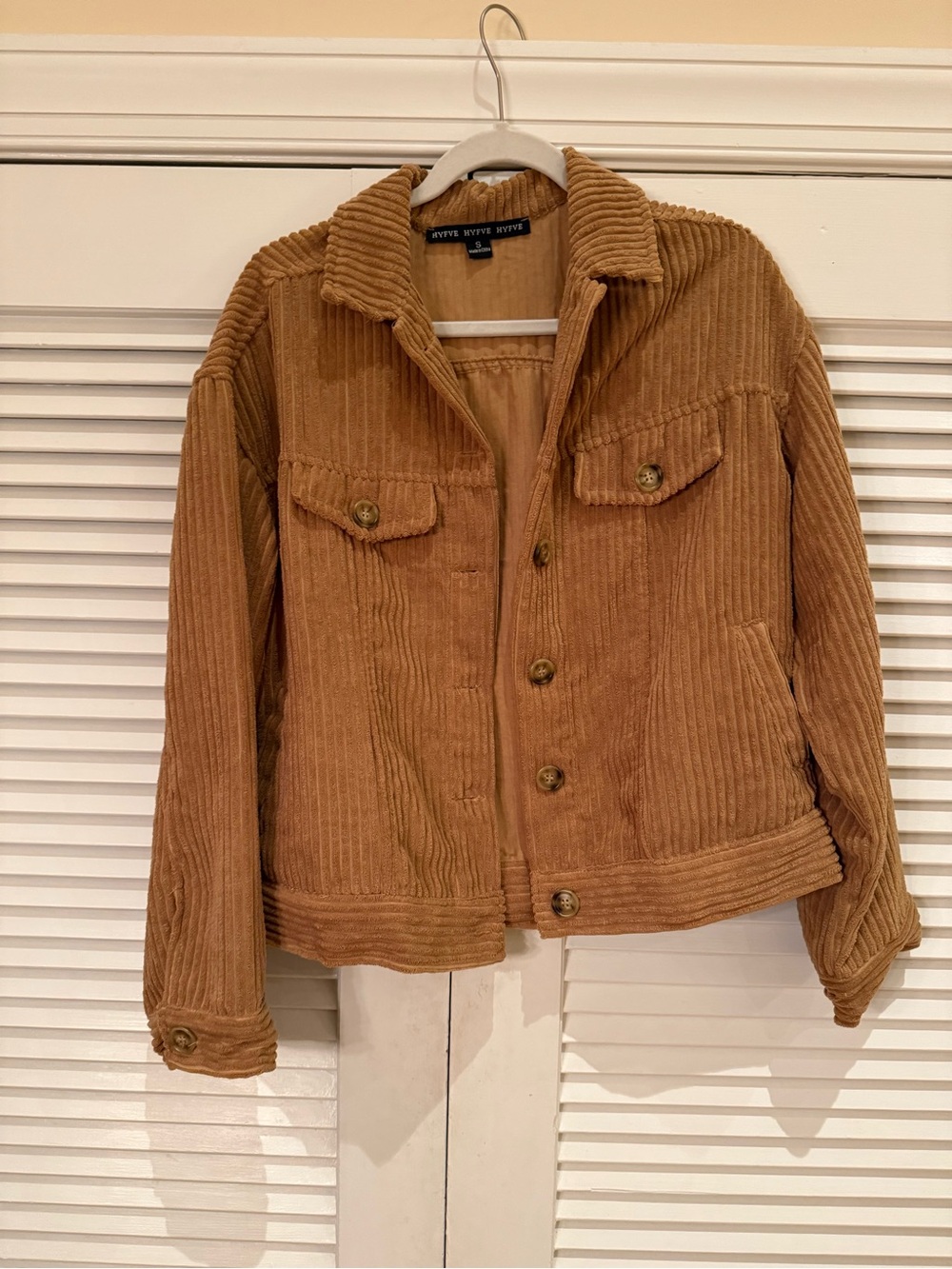 HYFVE Corduroy Button-Front Jacket in Camel